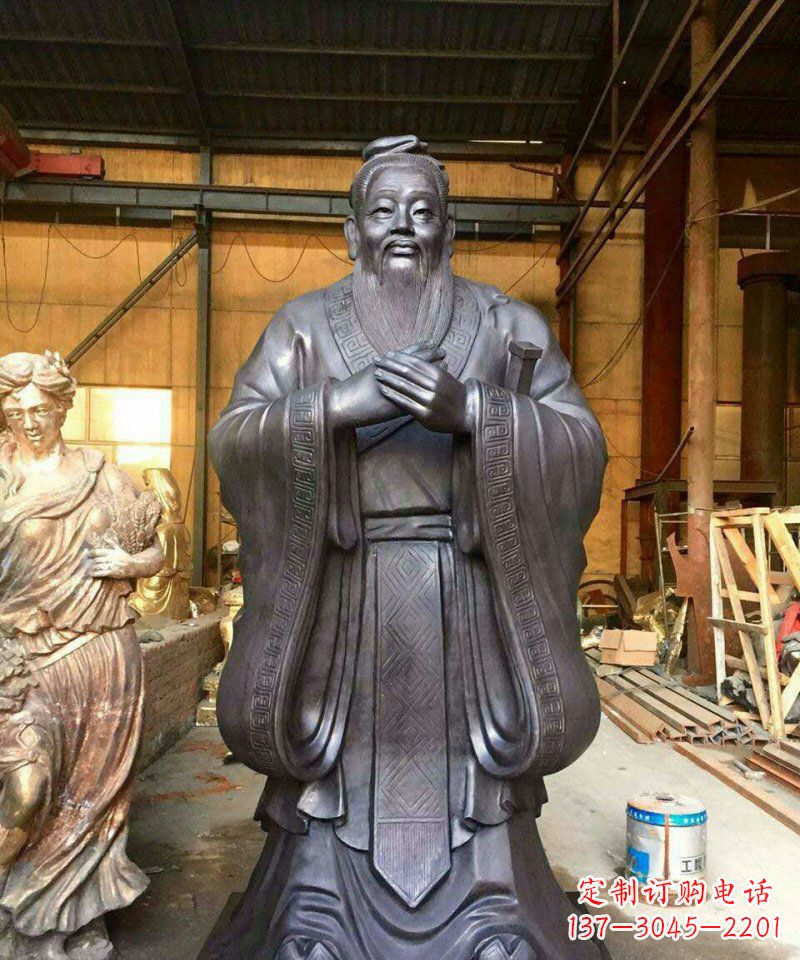 三明铜雕校园孔子人像雕塑