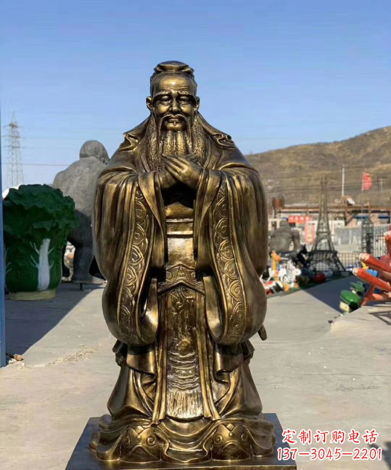 三明铜雕学校孔子人物雕塑