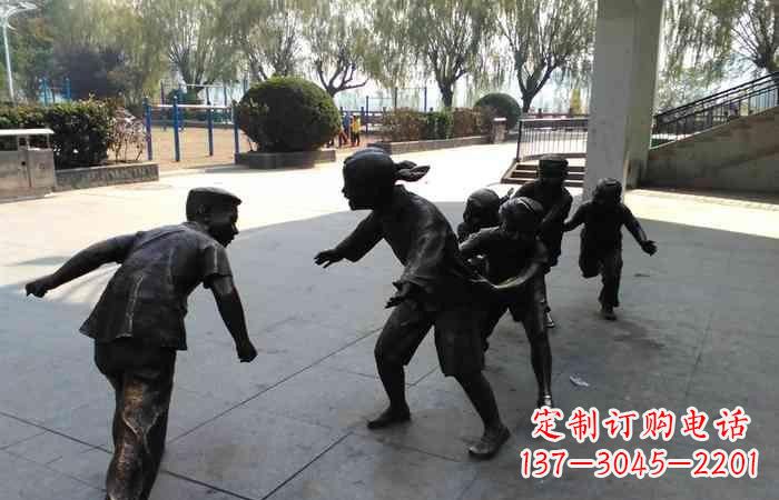 三明玩老鹰捉小鸡的儿童铜雕222