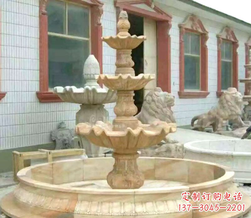三明晚霞红大型喷泉石雕 (3)