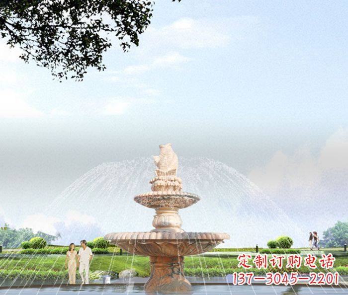 三明晚霞红多层大型石雕喷泉 (4)