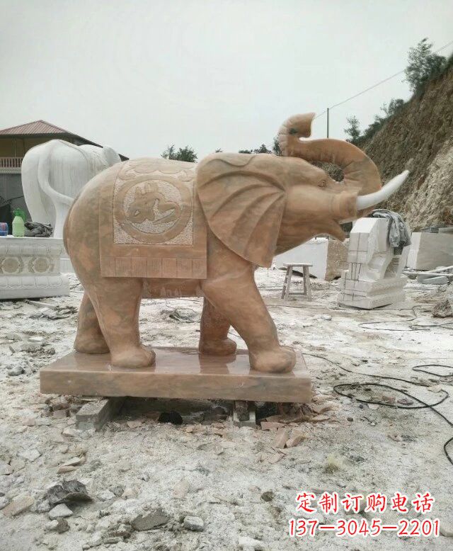 三明晚霞红吉祥如意大象雕塑