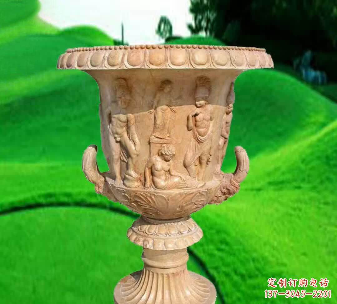 三明晚霞红欧式花盆石雕