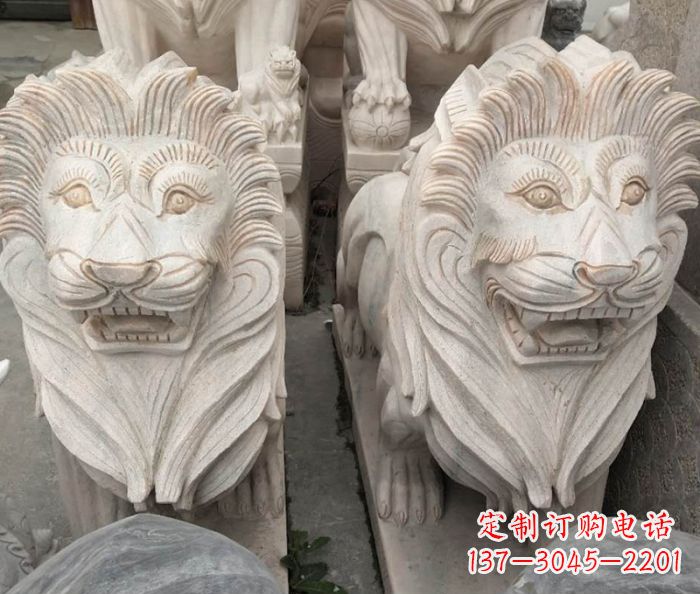 三明晚霞红欧式狮子石雕 (2)