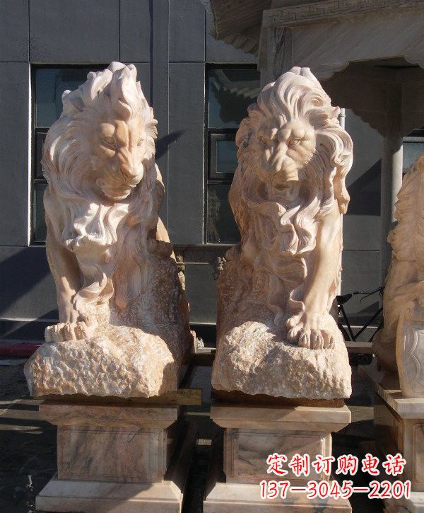 三明晚霞红欧式狮子石雕