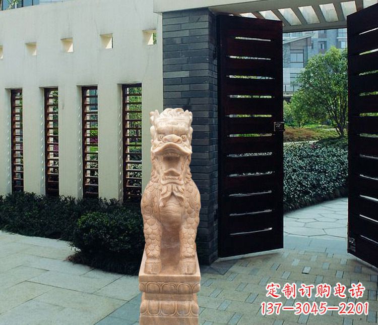 三明晚霞红瑞兽麒麟雕塑