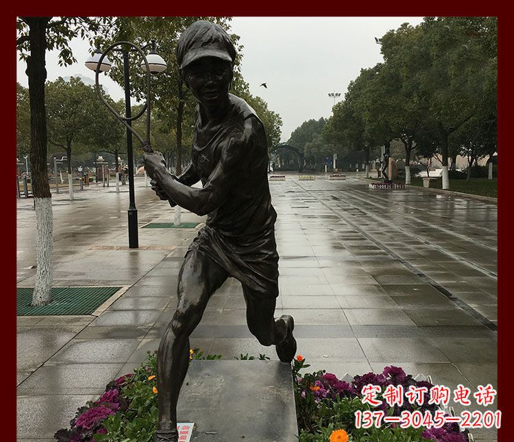 三明网球运动人物铜雕