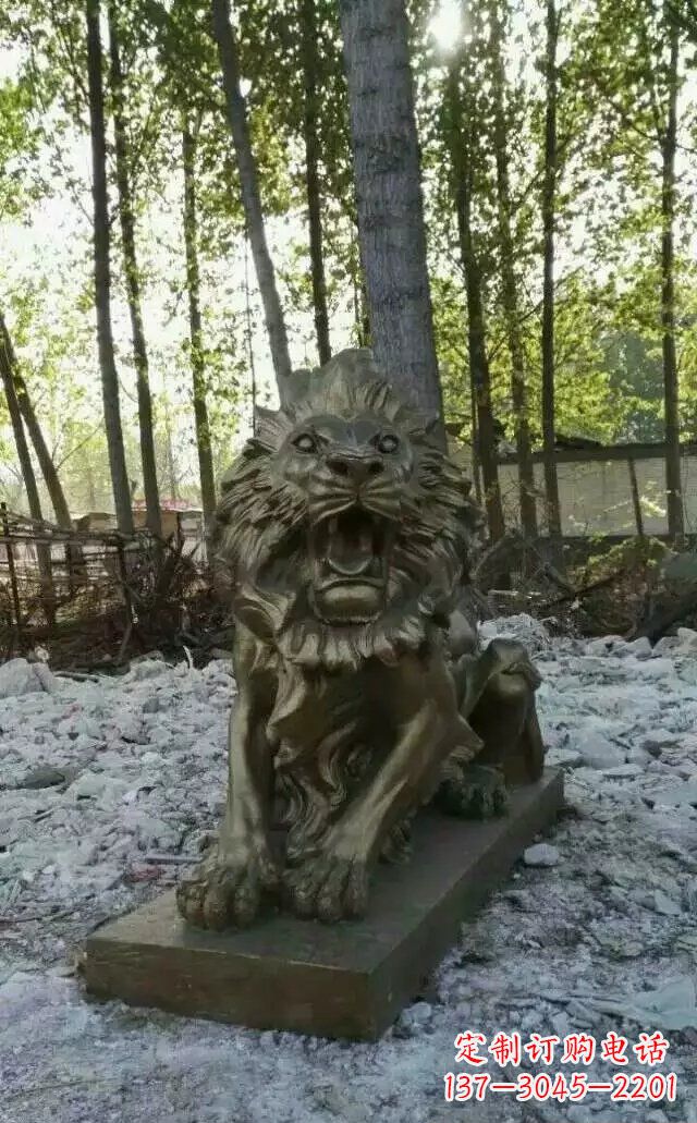 三明卧着的西洋狮子铜雕 (2)