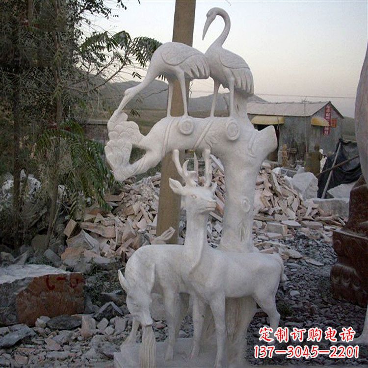 三明仙鹤石雕景观摆件