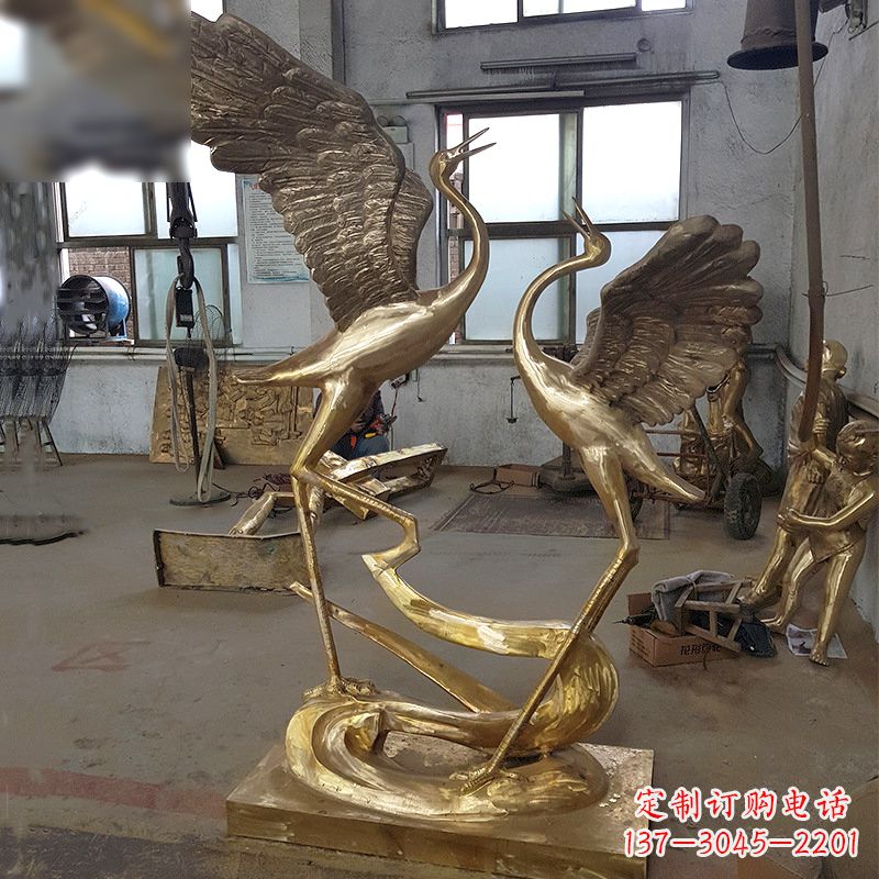 三明仙鹤铜雕景观