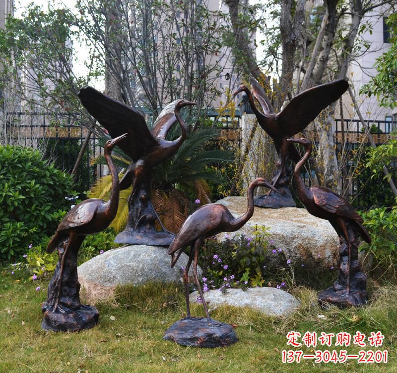 三明仙鹤铜雕塑 (2)