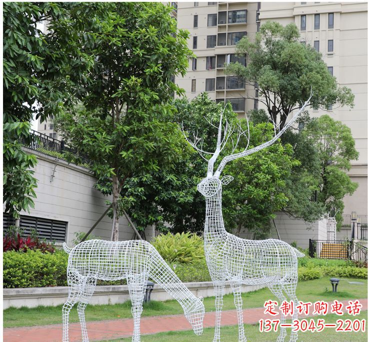 三明小区不锈钢镂空梅花鹿鹿雕塑