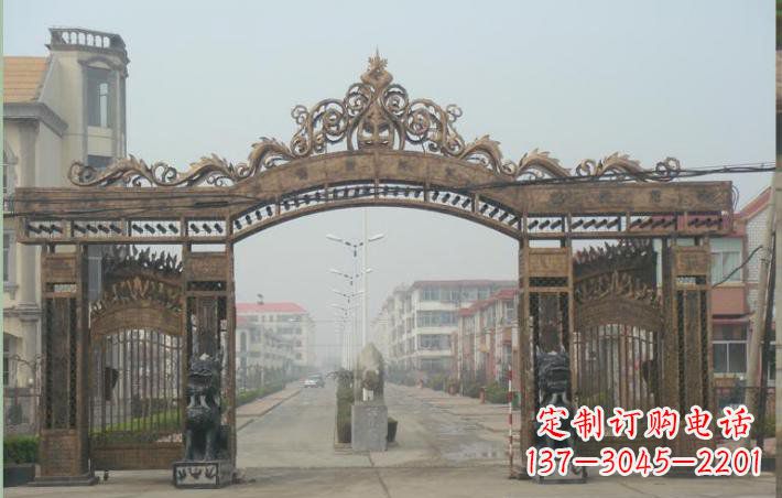 三明小区不锈钢门口牌坊雕塑