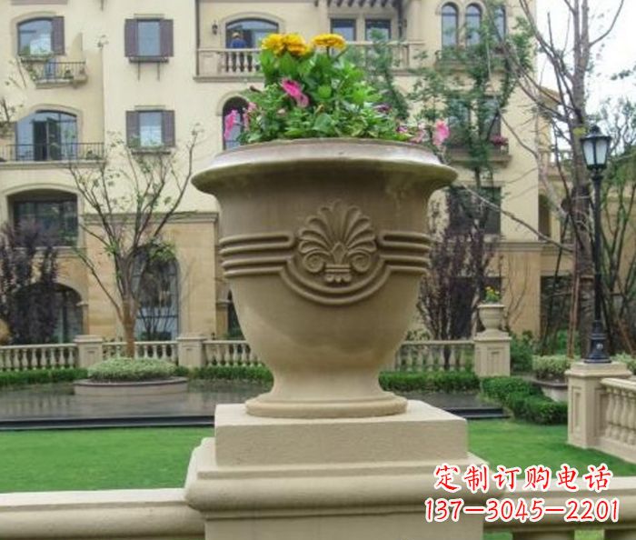 三明小区景观大理石花盆石雕 (5)