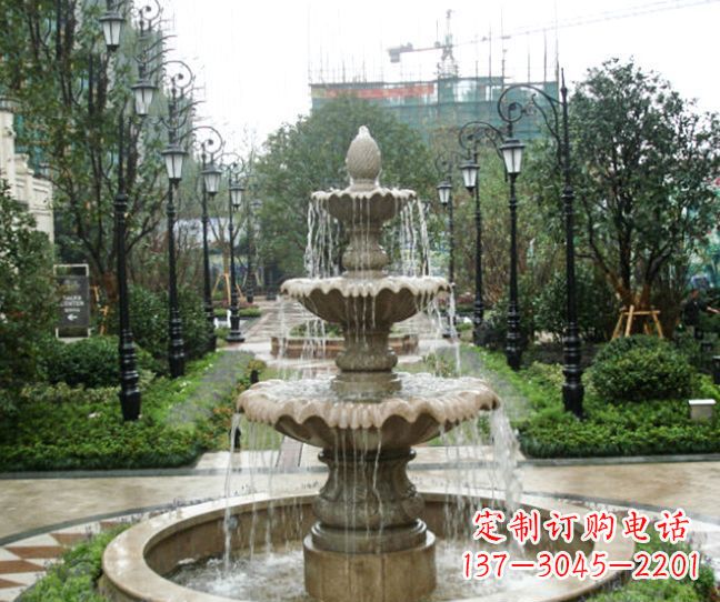 三明小区景观大理石喷泉石雕 (4)
