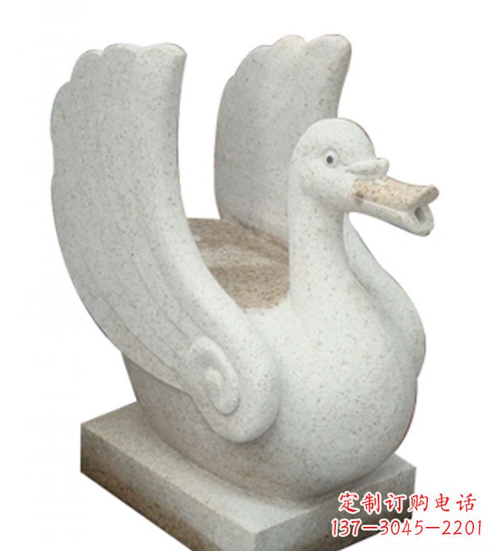 三明小区景观大理石天鹅喷泉石雕 (2)