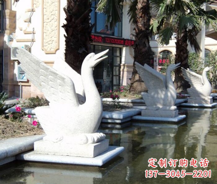 三明小区景观大理石天鹅喷泉石雕