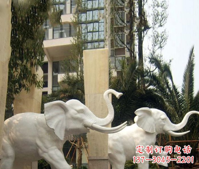 三明小区景观汉白玉大象石雕