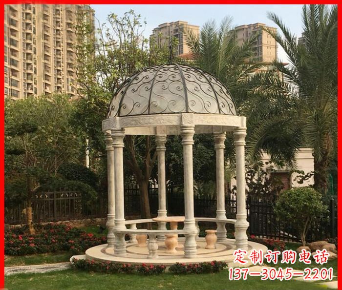 三明小区欧式圆顶凉亭石雕 (2)