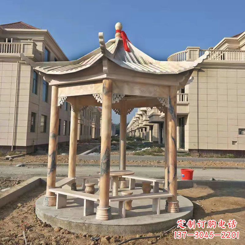 三明小区庭院石雕凉亭
