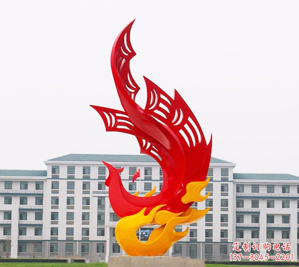 三明校园不锈钢凤凰浴火雕塑