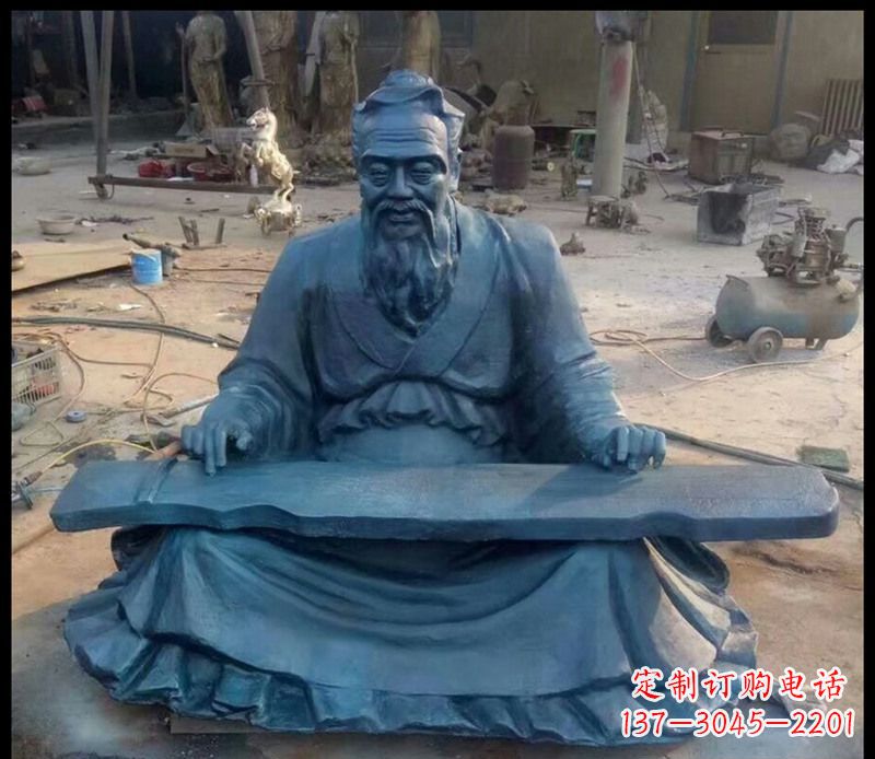 三明校园孔子弹琴铜雕