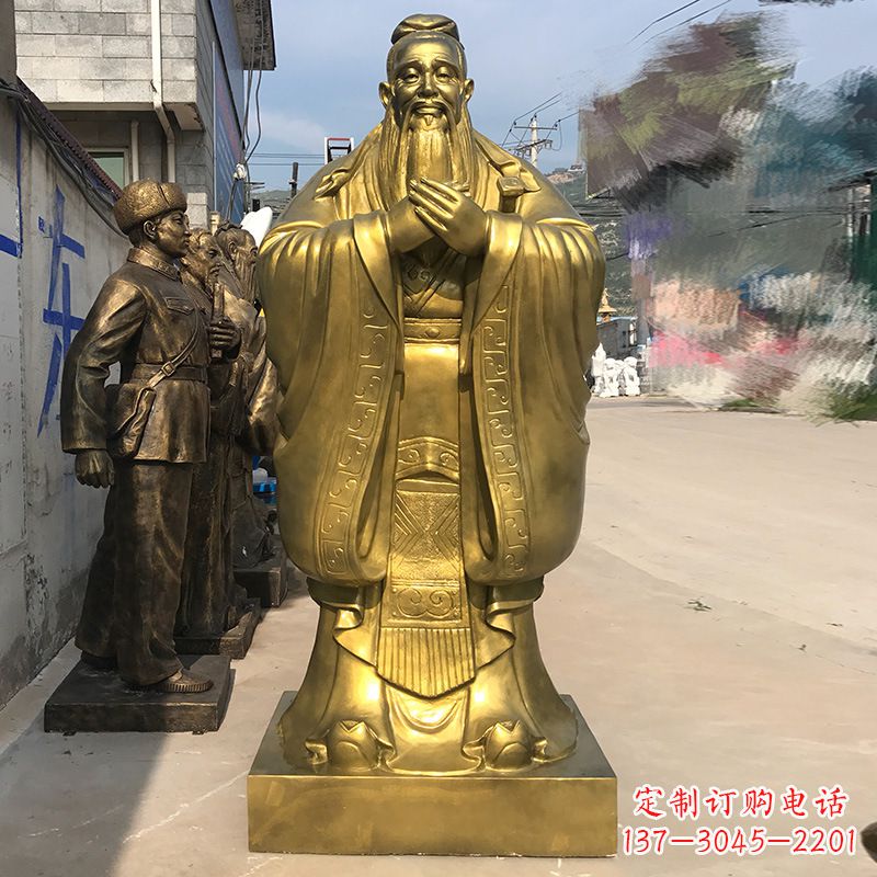 三明校园孔子铜雕像
