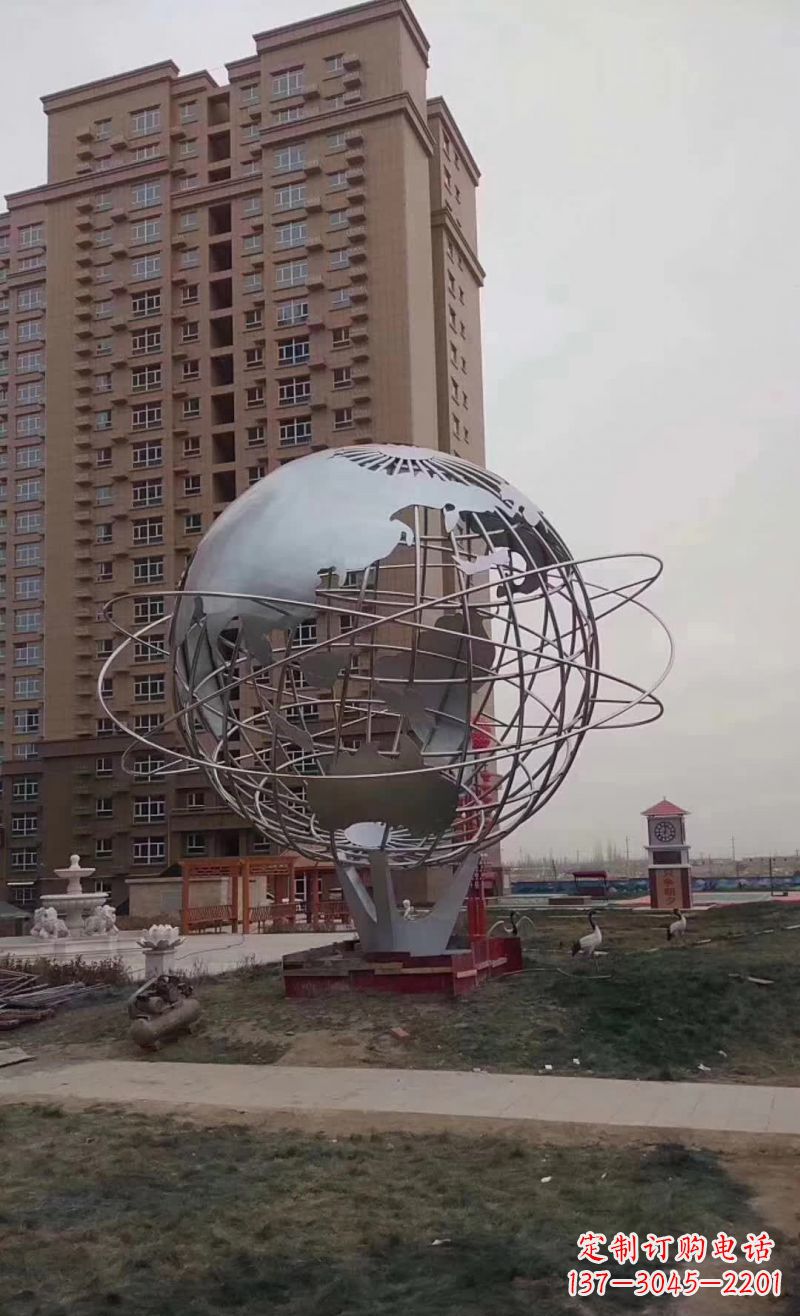 三明校园镂空不锈钢地球仪雕塑