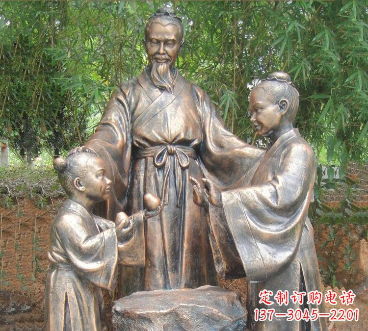 三明寓言故事铜雕_孔融让梨
