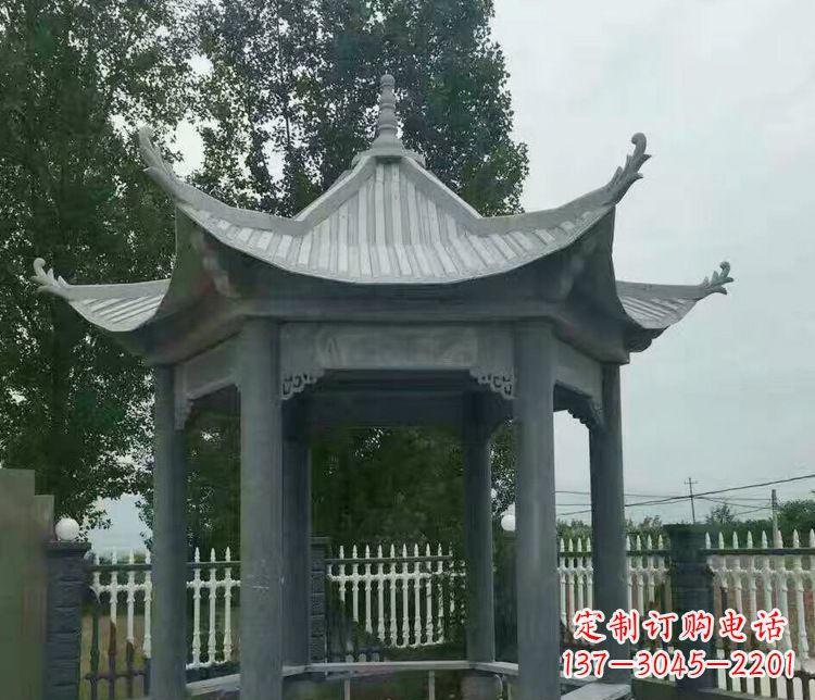 三明园林仿古石凉亭景观石雕 (2)