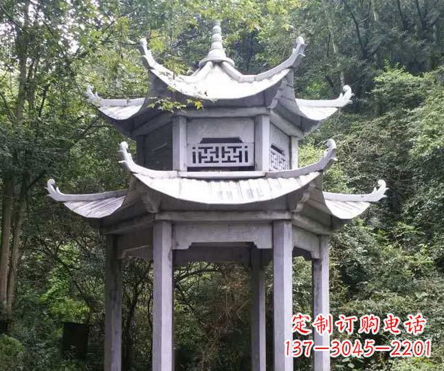 三明园林仿古石凉亭景观石雕 (3)