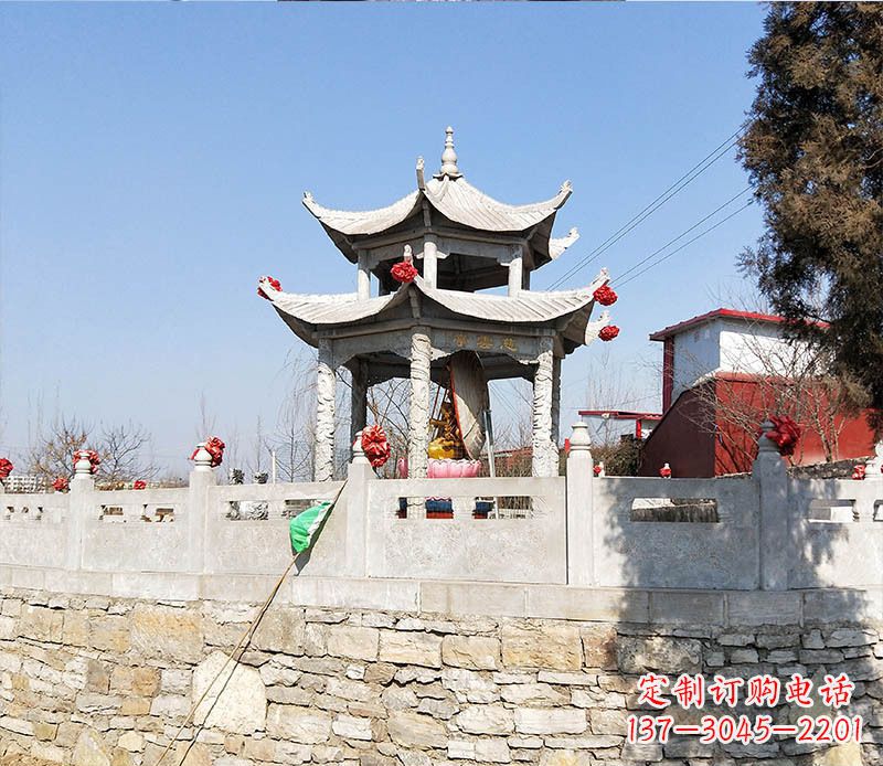 三明园林仿古双层石凉亭景观石雕 (3)