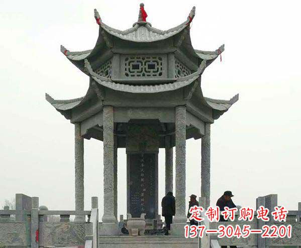 三明园林仿古双层石凉亭景观石雕