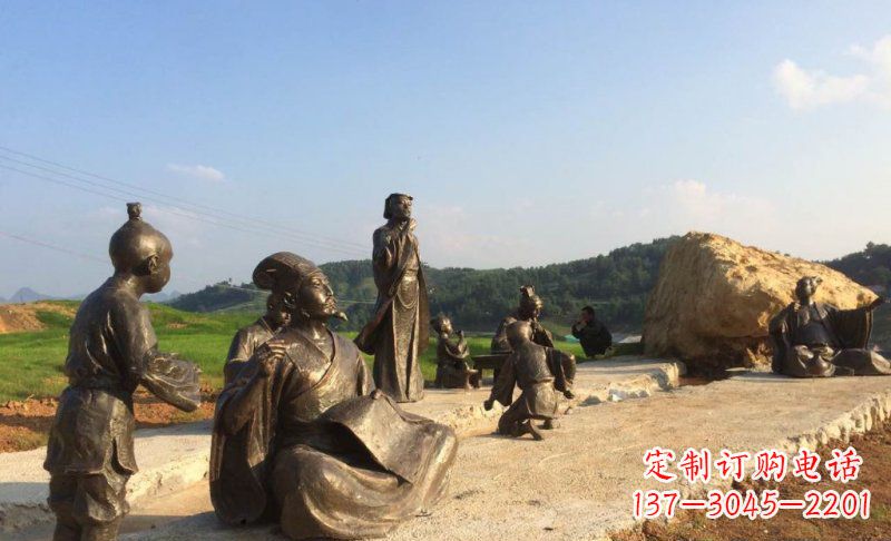 三明园林古代人物和玩耍的小孩小品铜雕