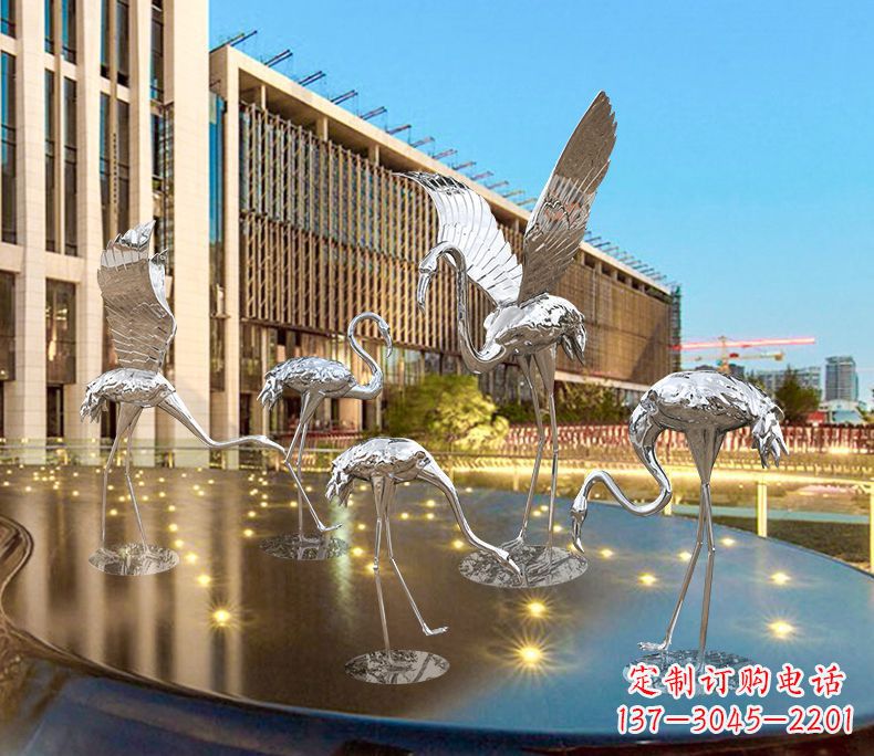 三明园林火烈鸟不锈钢雕塑