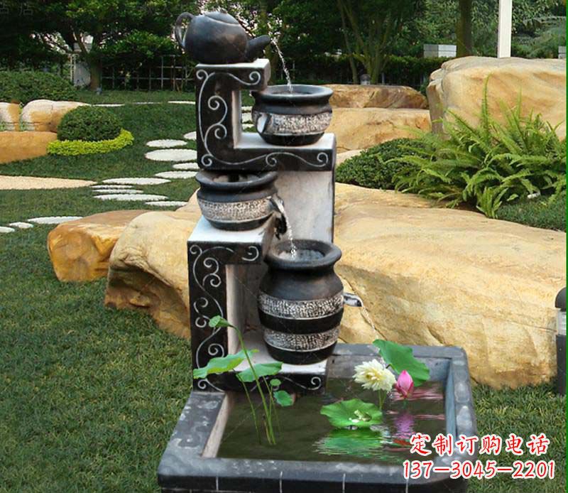 三明园林景观茶壶流水池石雕