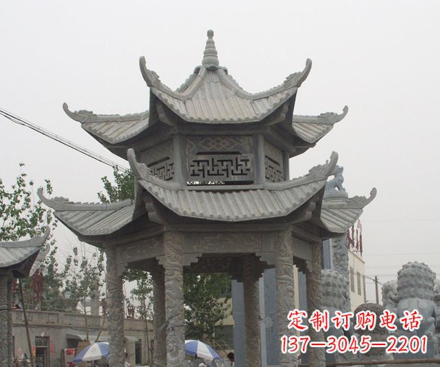 三明园林景观仿古石雕凉亭 (2)