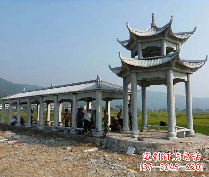 三明园林景观仿古石雕长廊凉亭