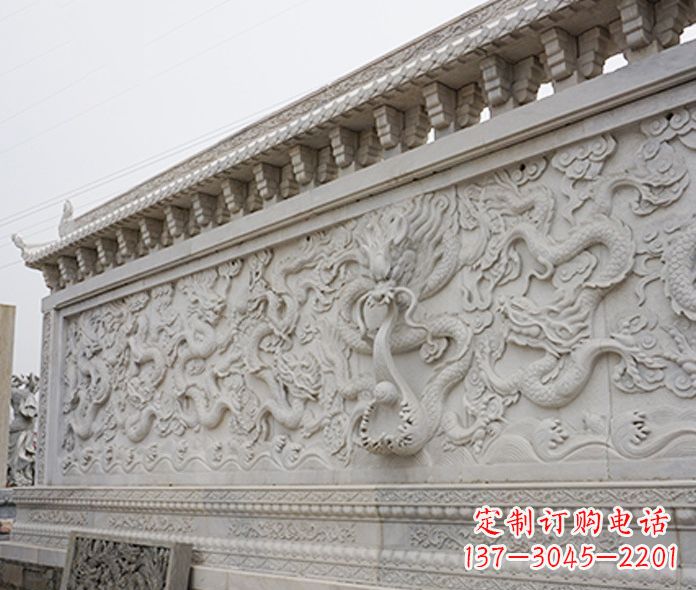 三明园林九龙壁石雕影壁 (5)