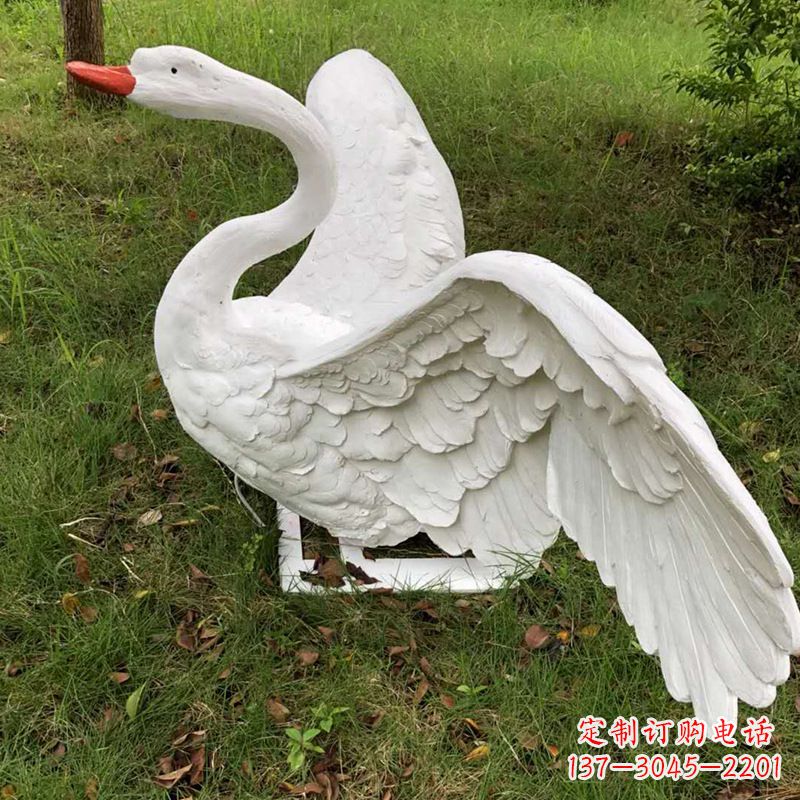 三明展翅飞翔白天鹅仿真发光动物雕塑