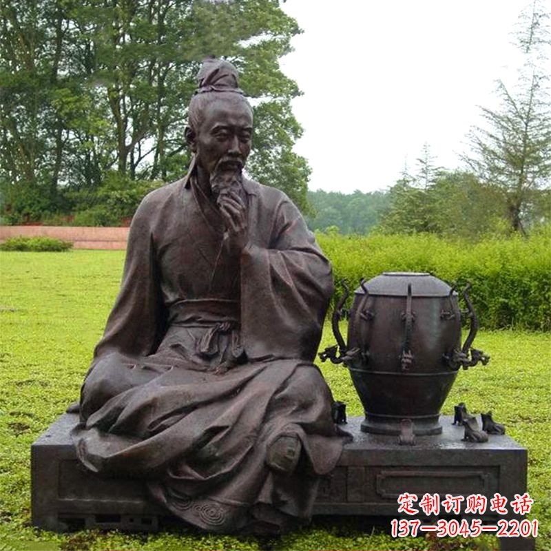 三明张衡与地动仪铜雕景观-公园园林历史名人情景雕塑
