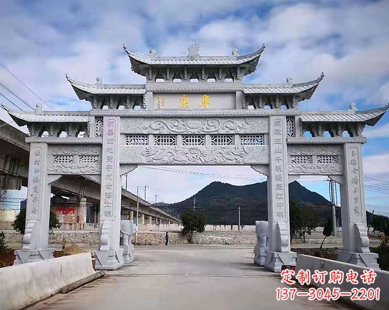 三明张掖石雕牌坊雕刻