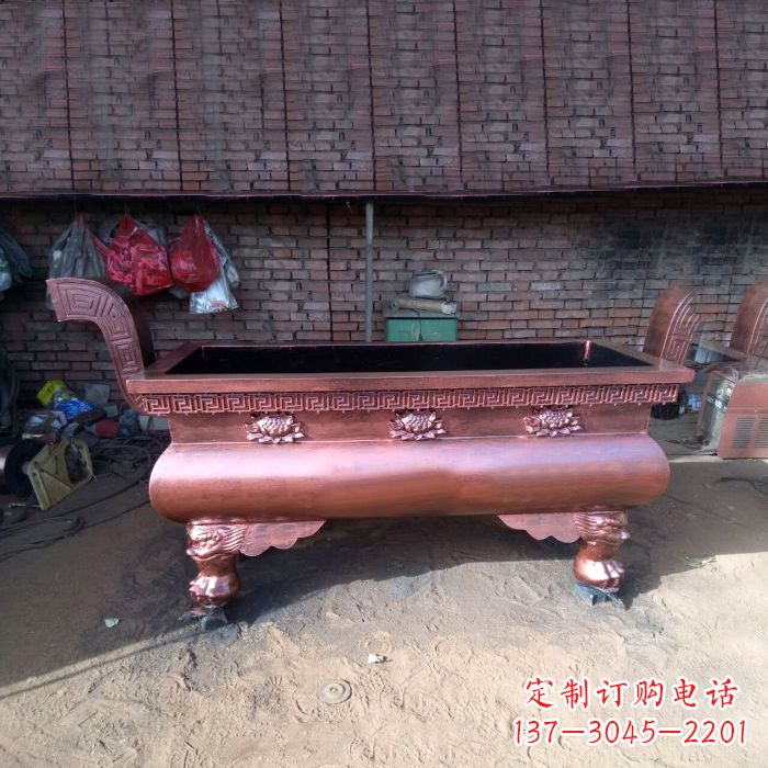 三明长方形铜香炉