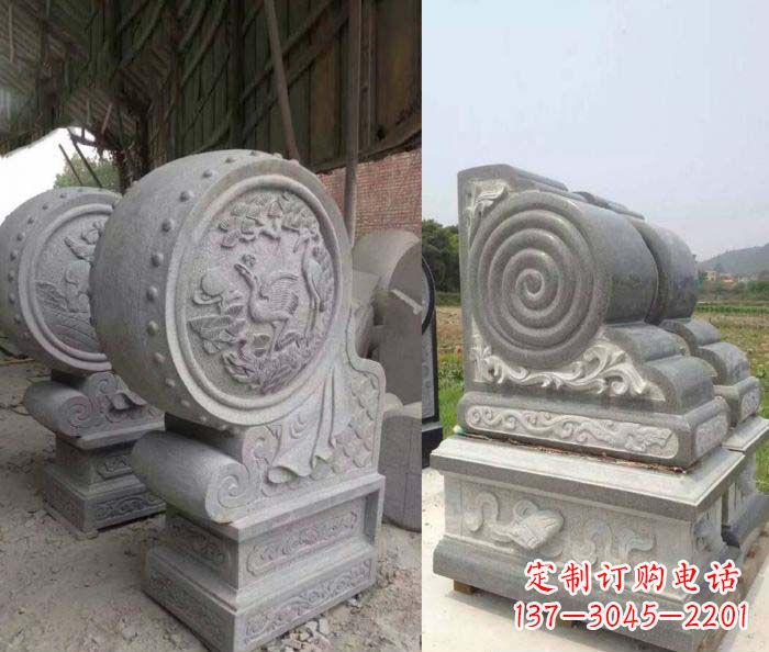 三明招财抱鼓石大理石门墩