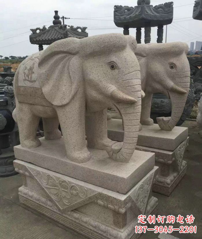三明招财进宝大理石大象石雕