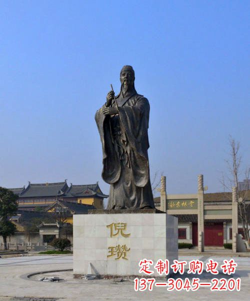 三明中国历史名人元末明初画家诗人倪瓒铜雕塑像