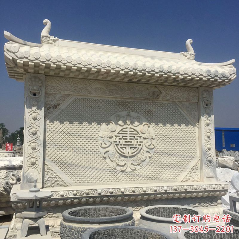 三明中式庭院影壁石雕-中国古建大门萧墙