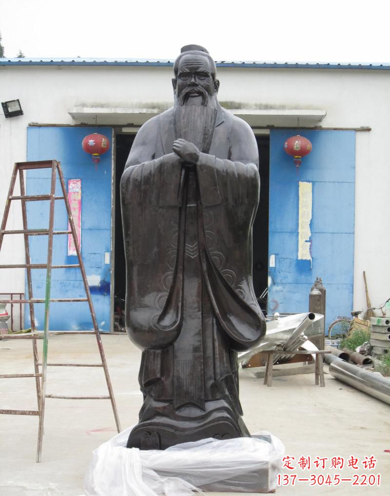 三明铸铜孔子摆件