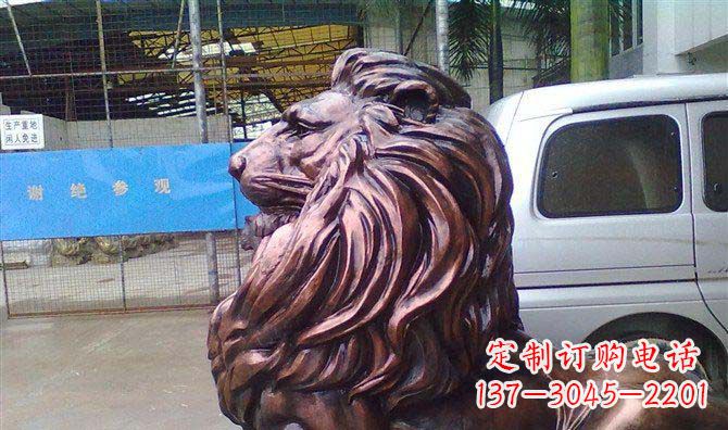 三明紫铜西洋狮子铜雕 (2)