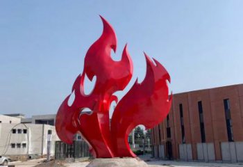 三明大学操场抽象不锈钢火苗雕塑